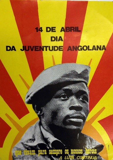 14 de Abril Dia da Juventude Angolana, s.d. Departamento de Orientação Revolucionária -  MPLA. Fundo Teatro Oficina.  Cartão Postal 001 Angola.
