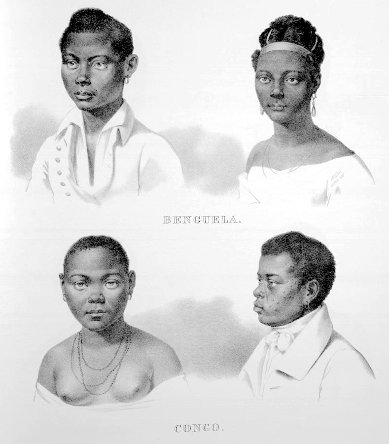 Nações africanas (Benguela, Congo) - Viagem pitoresca ao Brasil, Johann Moritz Rugendas, 1835. Domínio Público.