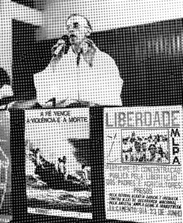 D. Pedro Casaldáliga e o Movimento pela Libertação dos Presos do Araguaia, Belém, PA, 1982.